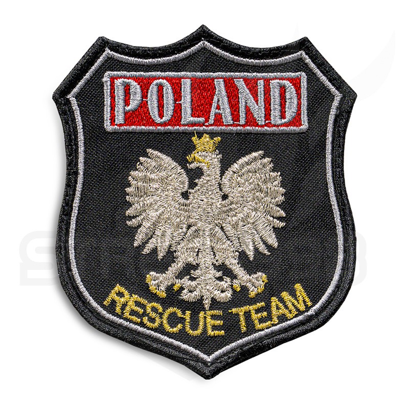Emblemat, naszywka naramienna "POLAND RESCUE TEAM" -  Dodatki OSP